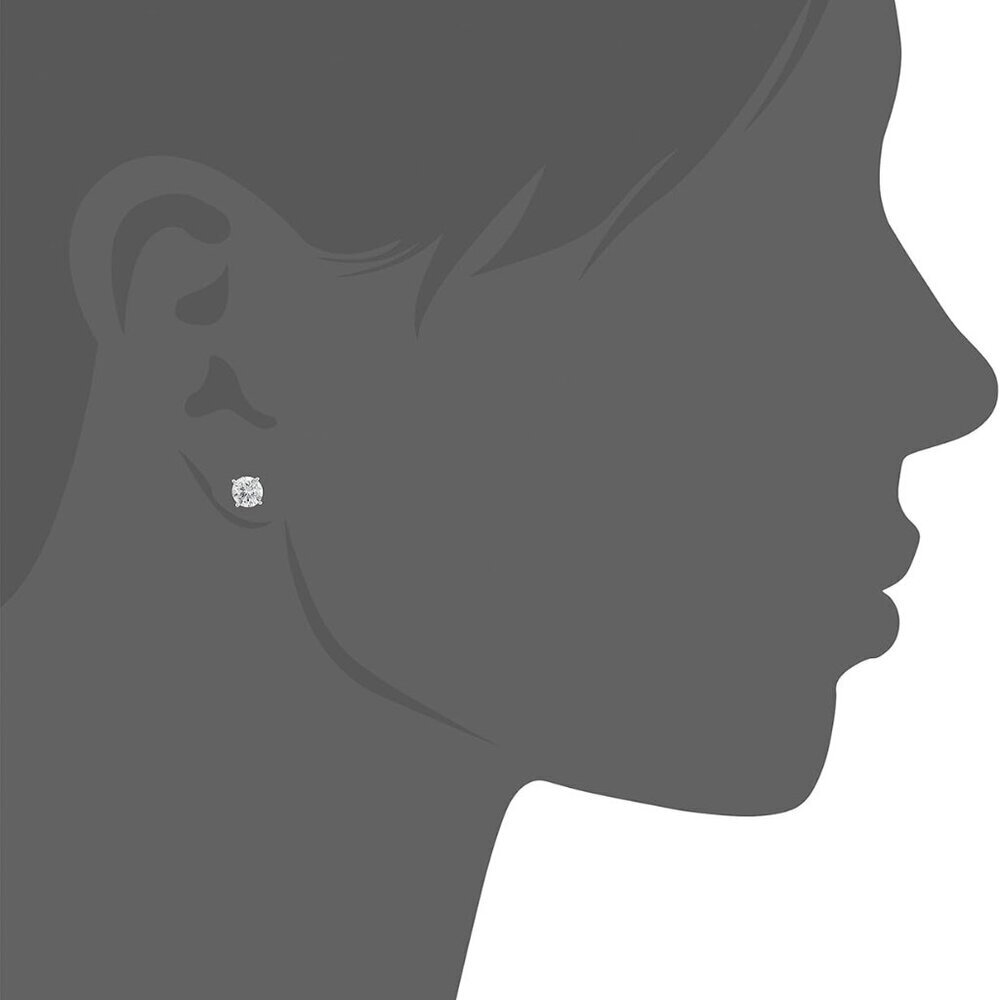 Sterling Silver Cubic Zirconia Stud Earrings Round Princess 5mm Womens - Picture 5 of 6